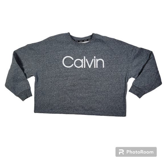 Calvin Klein Logo Cropped Sweatshirt Women's size LG - Picture 1 of 7